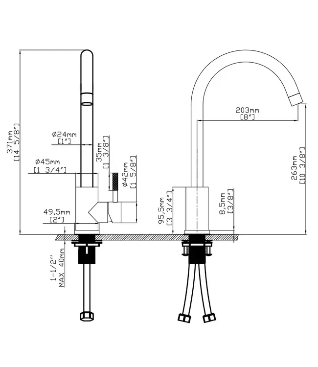 Keukenkraan S-Grip Geborsteld Brons Koper - Cold-Start & PVD - Draaibare uitloop