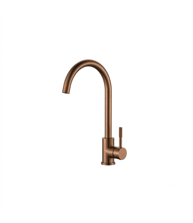 Keukenkraan S-Grip Geborsteld Brons Koper - Cold-Start & PVD - Draaibare uitloop