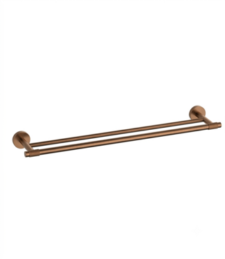 DutchLine Handdoekrek Dubbel Grip Geborsteld Brons koper 60cm met reliëf