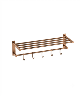 DutchLine Handdoekrek met haken Domo Geborsteld brons koper 58x20cm