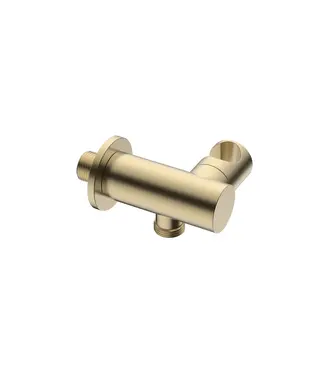 DutchLine Handdouchehouder kantelbaar S-Grip Geborsteld Messing (Goud) (PVD)- Wandaansluitbocht