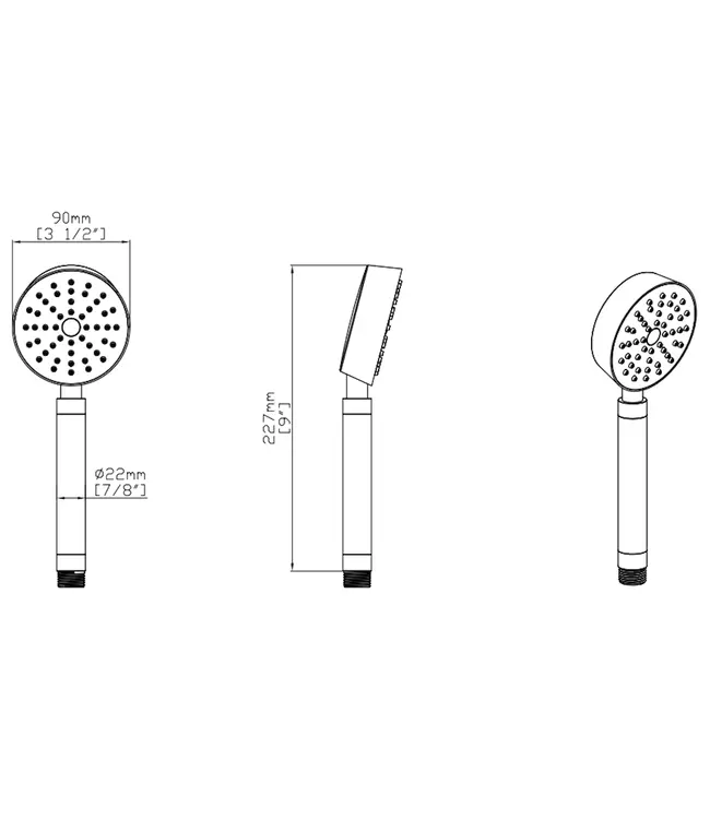 Handdouche Geborsteld Messing (Goud) 90mm - Dutchline Grip | PVD-Coating