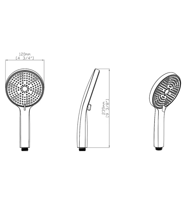 Handdouche Chroom 120mm Verstelbaar 3-standen - Dutchline ABS