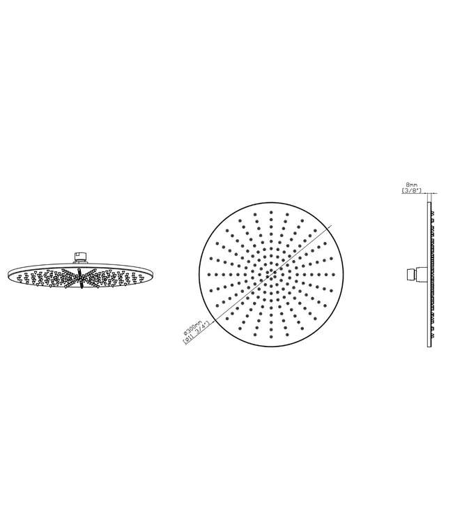 Douchekop Regendouche Grip Chroom 30cm - Messing