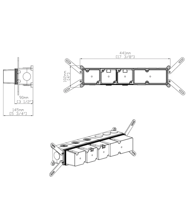 Inbouwbox Push tbv 3-weg Inbouw Thermostaat