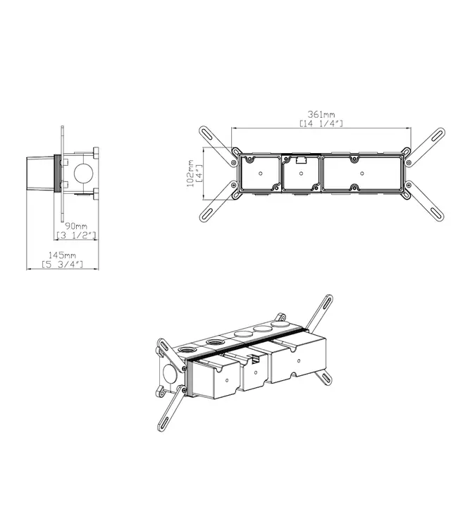 Inbouwbox Push tbv 2-weg Inbouw Thermostaat