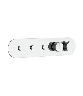 DutchLine Afbouwdeel Push Chroom tbv 3-weg Inbouw Thermostaat Douche