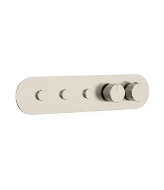 DutchLine Afbouwdeel Push Geborsteld Staal (RVS-look) tbv 3-weg Inbouw Thermostaat Douche