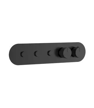 DutchLine Afbouwdeel Push Mat Zwart (PVD) tbv 3-weg Inbouw Thermostaat Douche