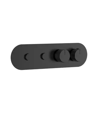 DutchLine Afbouwdeel Push Mat Zwart (PVD) tbv 2-weg Inbouw Thermostaat Douche