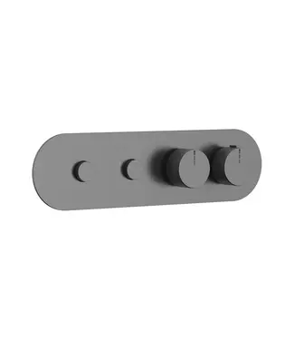 DutchLine Afbouwdeel Push Gunmetal (PVD) tbv 2-weg Inbouw Thermostaat Douche
