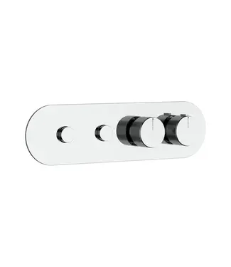 DutchLine Afbouwdeel Push Chroom tbv 2-weg Inbouw Thermostaat Douche
