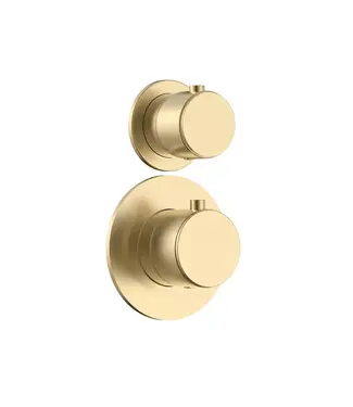 DutchLine Inbouw thermostaatkraan DutchLine Grip Geborsteld Messing (Goud) PVD - 2-weg Afbouwdeel