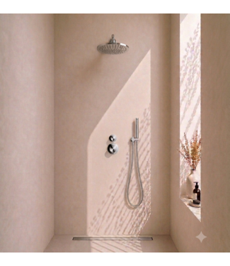DutchLine Regendoucheset Inbouw Grip Chroom Muur - 20cm regendouche