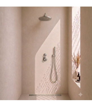 DutchLine Regendoucheset Inbouw Grip Geborsteld Staal (PVD) Muur - 20cm regendouche