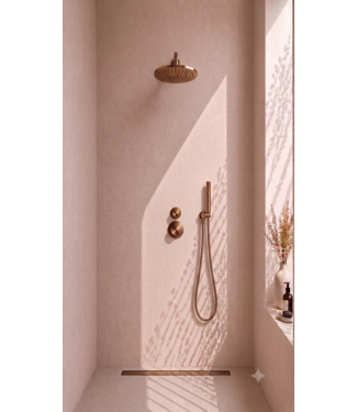 DutchLine Regendoucheset Inbouw Grip Geborsteld Brons Koper (PVD) Muur - 20cm regendouche