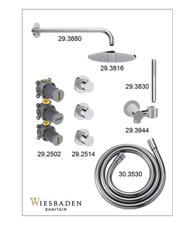 Inbouwthermostaat Caral Met 2 Stopkranen & Doucheset Chroom