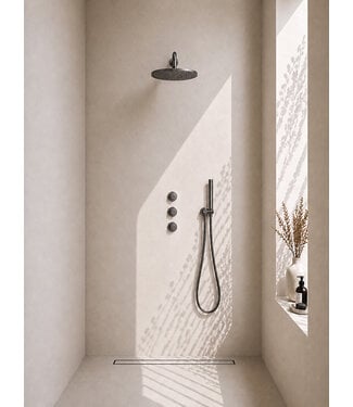 Wiesbaden Inbouwthermostaat Caral Met 2 Stopkranen & Doucheset Gunmetal (PVD)