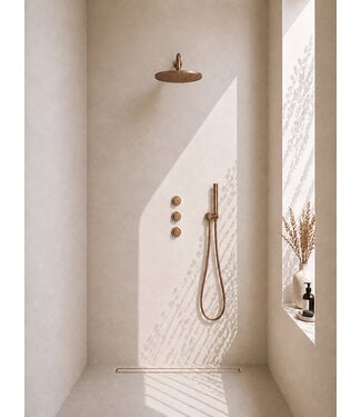 Wiesbaden Inbouwthermostaat Caral Compleet Geborsteld Brons Koper - 25cm Douche (PVD)