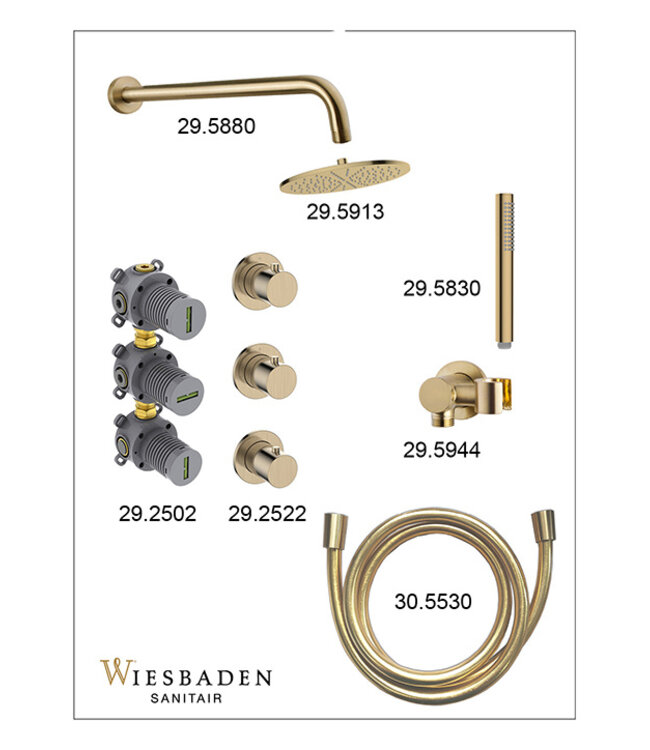 Inbouwthermostaat Caral Compleet Geborsteld Messing - 25cm Douche (PVD)