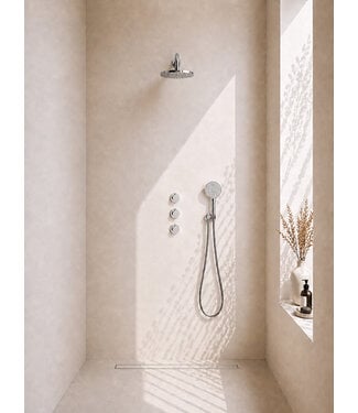 Wiesbaden Inbouwthermostaat Caral Chroom met Hoofddouche 25cm & Handdouche 3-standen