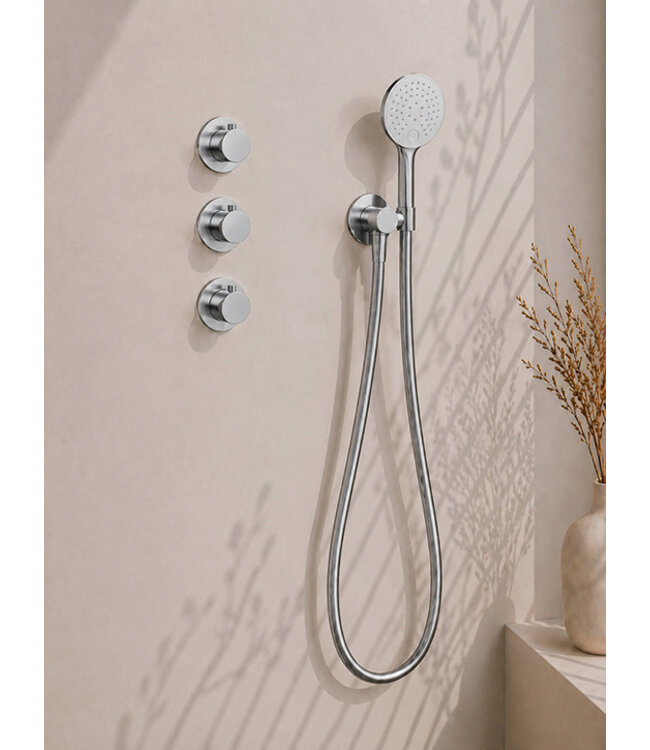 Inbouwthermostaat Caral Chroom met Hoofddouche 25cm & Handdouche 3-standen