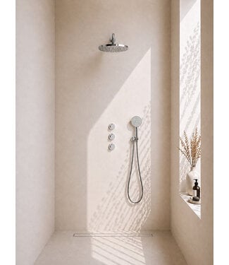 Wiesbaden Inbouwthermostaat Caral Chroom met Hoofddouche 30cm & Handdouche 3-standen