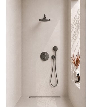 Wiesbaden Inbouwthermostaat Set Caral – Gunmetal (PVD) - 25cm Hoofddouche & Handdouche 3-standen