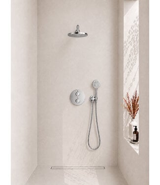 Wiesbaden Inbouwthermostaat Set Caral – Chroom - 25cm Hoofddouche & Handdouche 3-standen