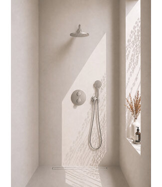 Wiesbaden Inbouwthermostaat Set Caral – Geborsteld Staal - 30cm Hoofddouche & Handdouche 3-standen