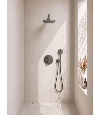 Wiesbaden Inbouwthermostaat Set Caral – Gunmetal (PVD) - 30cm Hoofddouche & Handdouche 3-standen