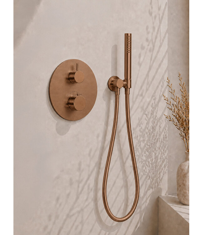 Inbouwthermostaat Set Caral – Geborsteld Brons Koper (PVD) - 30cm Hoofddouche & Handdouche