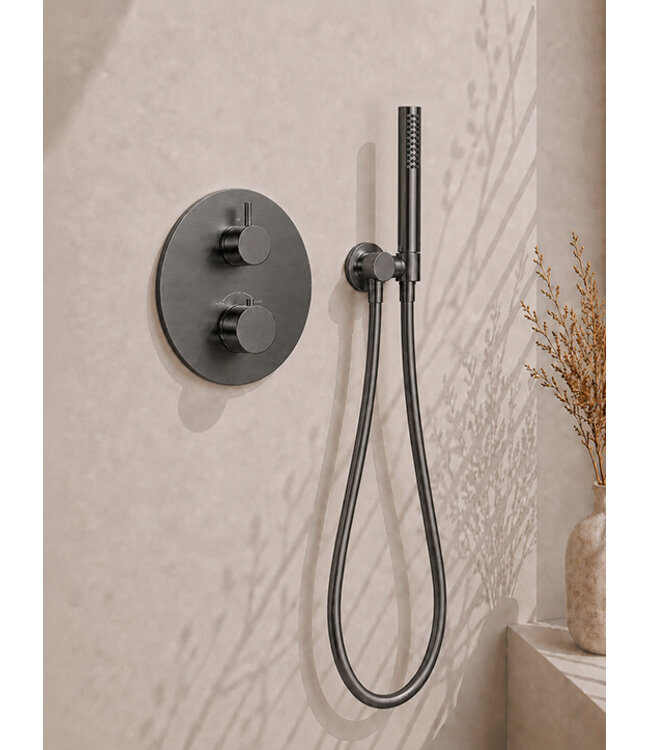 Inbouwthermostaat Set Caral – Gunmetal (PVD) - 30cm Hoofddouche & Handdouche