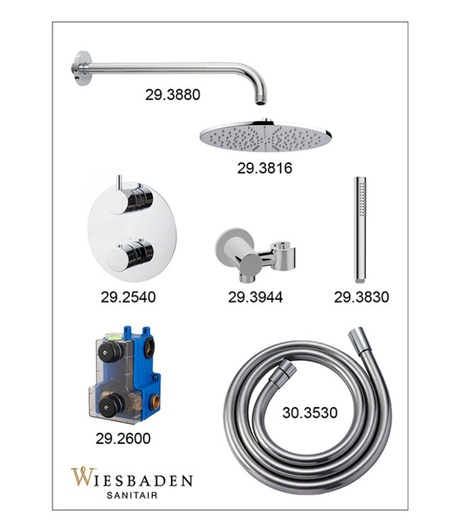 Inbouwthermostaat Set Caral – Chroom - 30cm Hoofddouche & Handdouche 3-standen