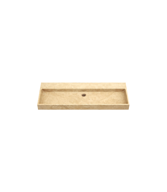 Wastafel Travertin 120x46 cm (Beige/Zand) – Gezoet Natuursteen