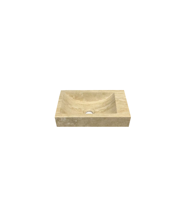 Fontein Travertin Beige (36x18x10 cm) Rechts | Mat Gezoet Natuursteen