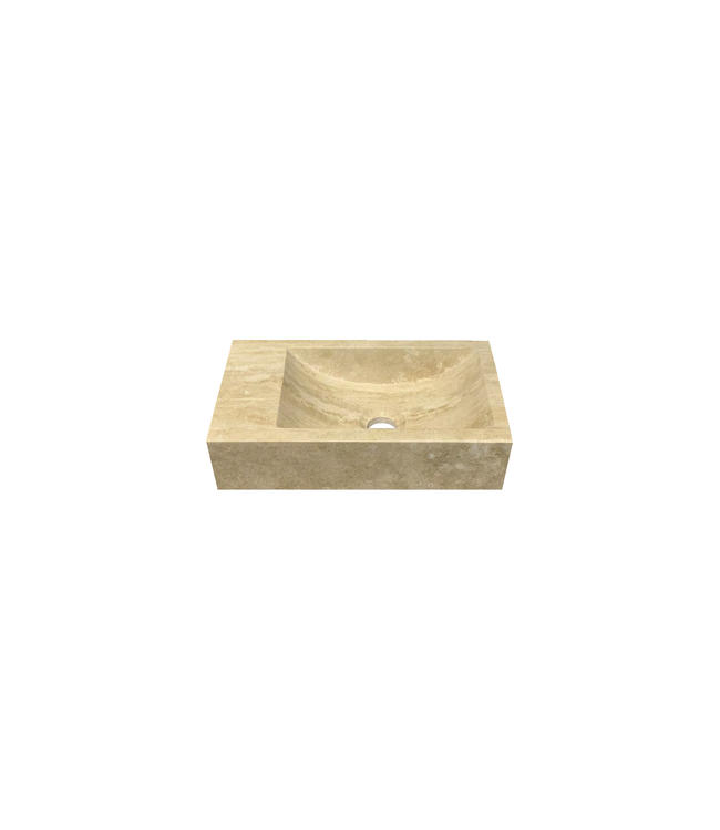 Fontein Travertin Beige (40x22x10 cm) Links | Mat Gezoet Natuursteen