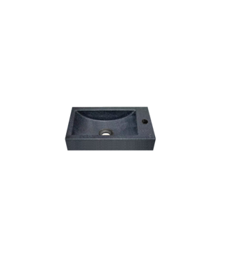 DutchLine Fontein Graniet Mat Zwart (36x18x10 cm) Rechts | Dutcline Toiletfontein
