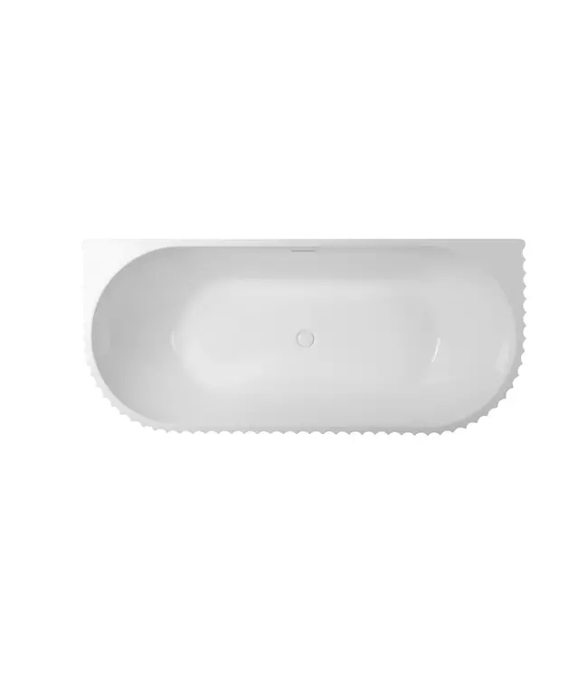 Halfvrijstaand ligbad met ribbels – Shell Glans Wit 180x80cm