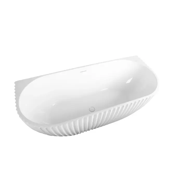 Halfvrijstaand ligbad met ribbels – Shell Glans Wit 180x80cm