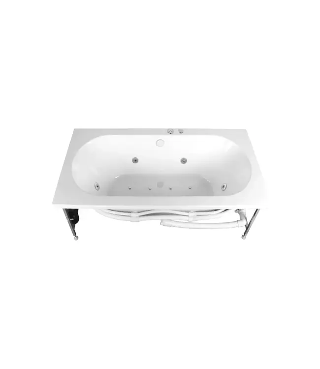 Duchline Whirlpool Inbouw Ligbad 180x80cm - Massage & Bodem Jets Glans Wit