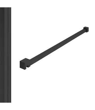 DutchLine Profielset Mat Zwart (PVD) T.B.V. Slim Douchewanden - Met muurprofiel 200cm & Stabilisatiestang 120cm