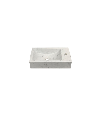 DutchLine Fontein Marmer Bianco Carrara Rechts 40x22x10cm | Gezoet Natuursteen Toiletfontein
