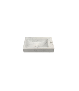 DutchLine Fontein Marmer Bianco Carrara Rechts 36x18x10cm | Gezoet Natuursteen Toiletfontein