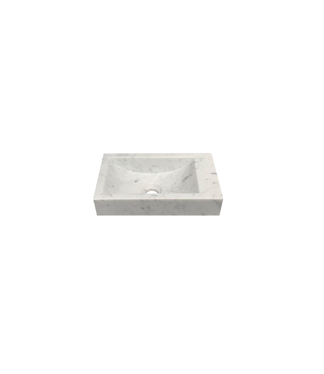 Fontein Marmer Bianco Carrara Rechts 36x18x10cm | Gezoet Natuursteen Toiletfontein