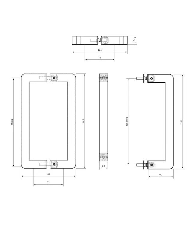 Deurgreep Mat Zwart (PVD) 60x225mm | Voor Profielloze Nisdeur