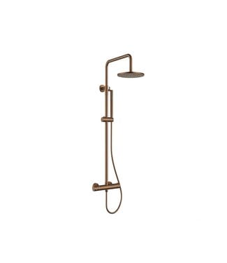 DutchLine Opbouw Regendouche set S-250 Geborsteld Brons Koper (PVD) 25cm hoofddouche