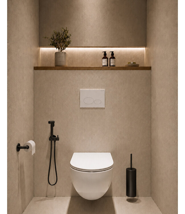 Bidetset Mat Zwart met handdouche en doucheslang 1/2" - 29.4311