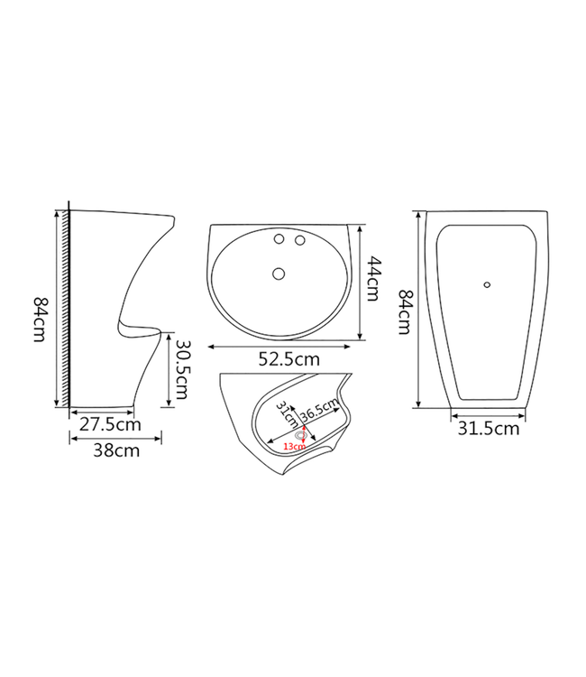 Wastafel Rituele Wassing WUDU | Abdest & Woedoe Meubel Keramisch Wit
