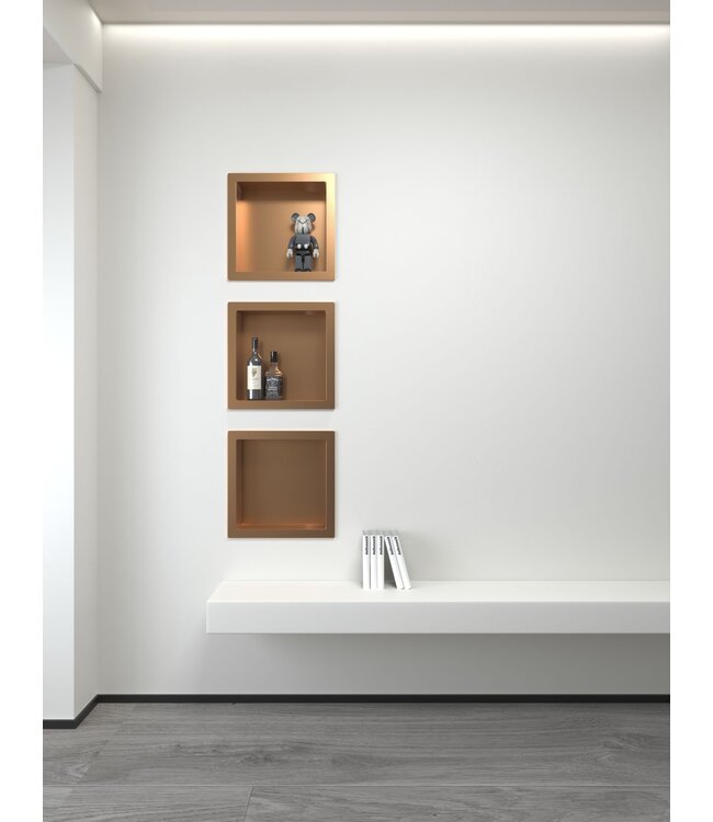 Nisjes badkamer Mat Bruin Brons⎢30x30x7cm⎢Inbouwnis Douche